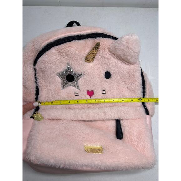 Luv Betsey Johnson Backback Plush Large Blush Pink Fuzzy Unicorn Tote Bag Purse - Picture 10 of 12